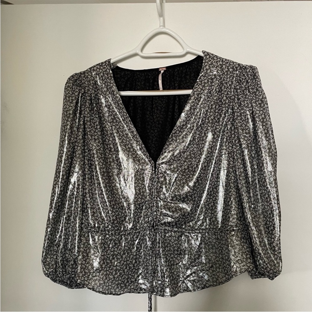 Free People silver metallic top